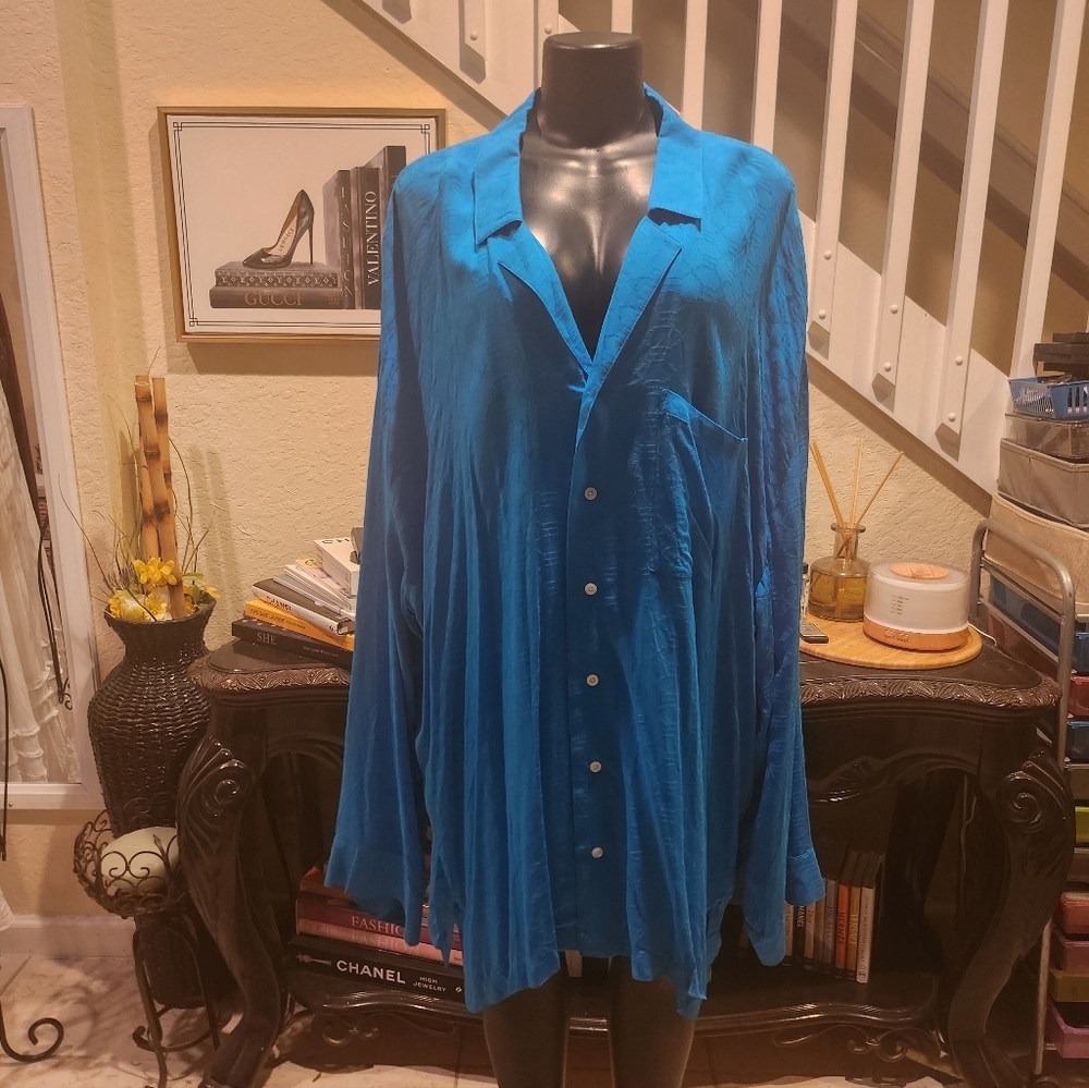 Savage X Fenty Monogram Voile Sleep Top surf blue size XXXL NEW